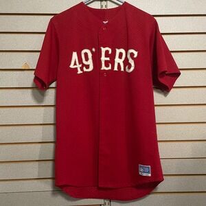 VTG Majestic San Francisco 49ERS Red Mesh Baseball Jersey Men's Size Medium NFL